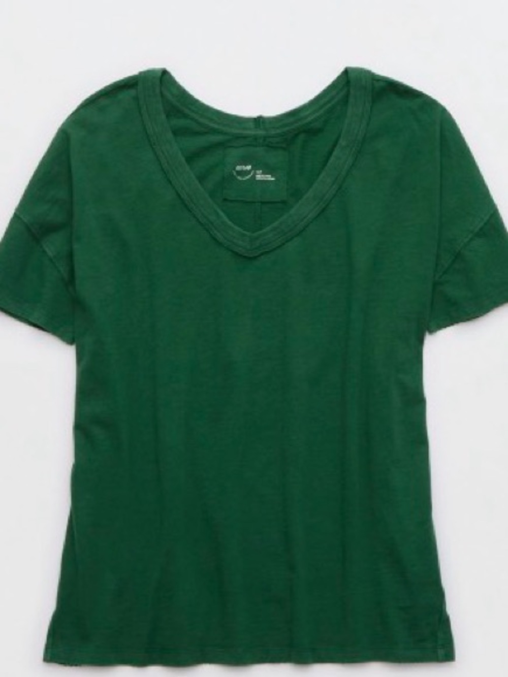 Aerie Oversized V-Neck Boyfriend T-Shirt
 in Forest Green